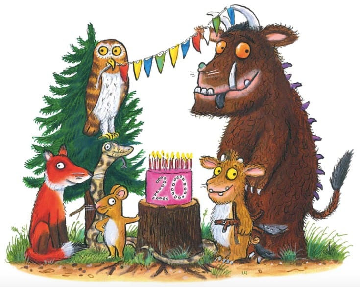 Abbildung 1: Die Waldbewohner feiern den 20. Geburtstag des Grüffelos (Scheffler 2019)