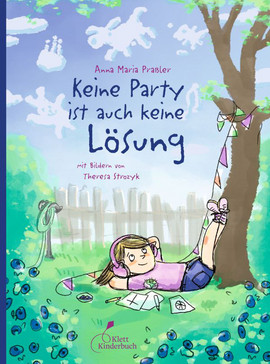 Dargestellt ist ein junges Mädchen, das musikhörend auf dem Rücken liegt und ihre Beine an einen Baum anlehnt