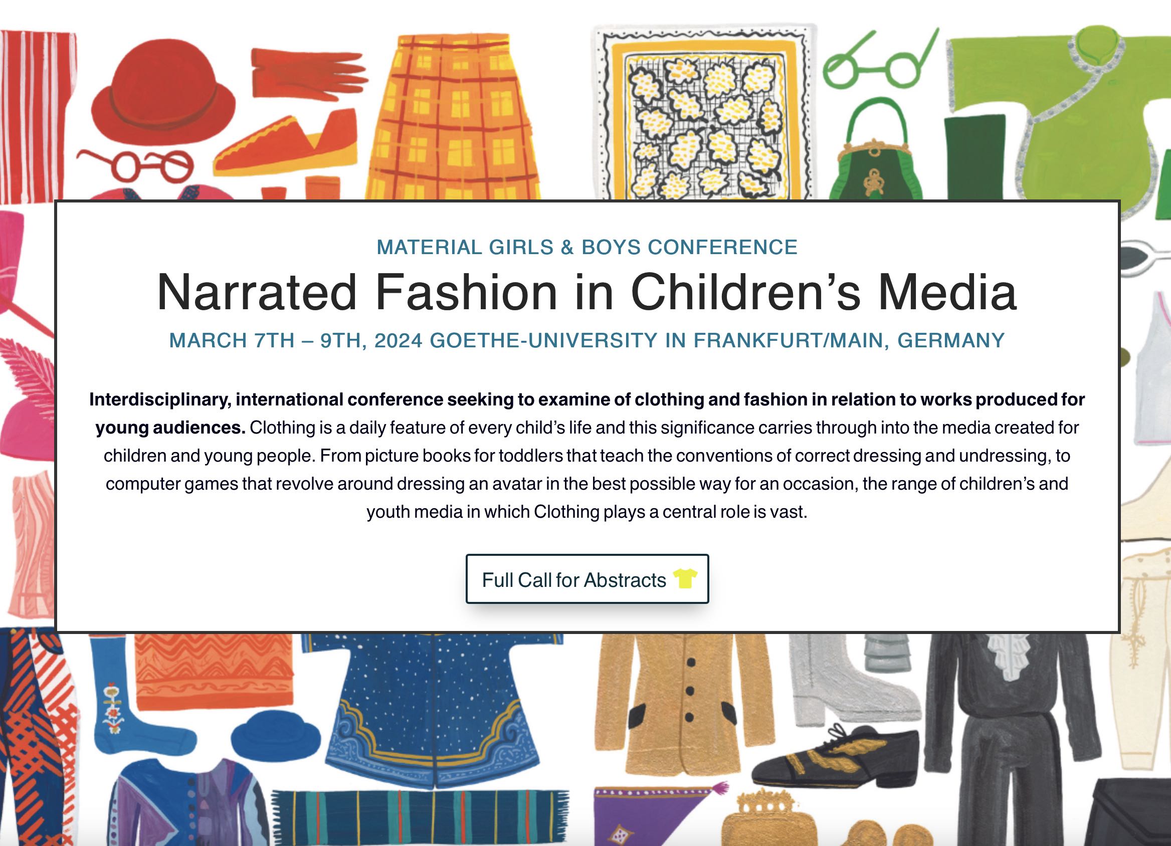 CfP: Material Girls & Boys: Narrated Fashion in Children’s Media. (March 7th - 9th, 2024 Goethe-University in Frankfurt/Main, Germany)